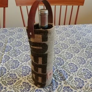 Wine bag Wine holder or Beer Holder Leather & coffee sack